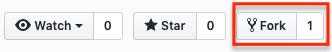 Image is a screenshot of the top right of the repository in GitHub showing the Watch, Star, and Fork options with Fork outlined in red
